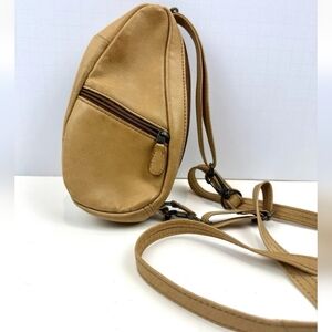 Vintage LL Bean AmeriBag Mini Leather Sling Tan Crossbody Wristlet Utility Bag